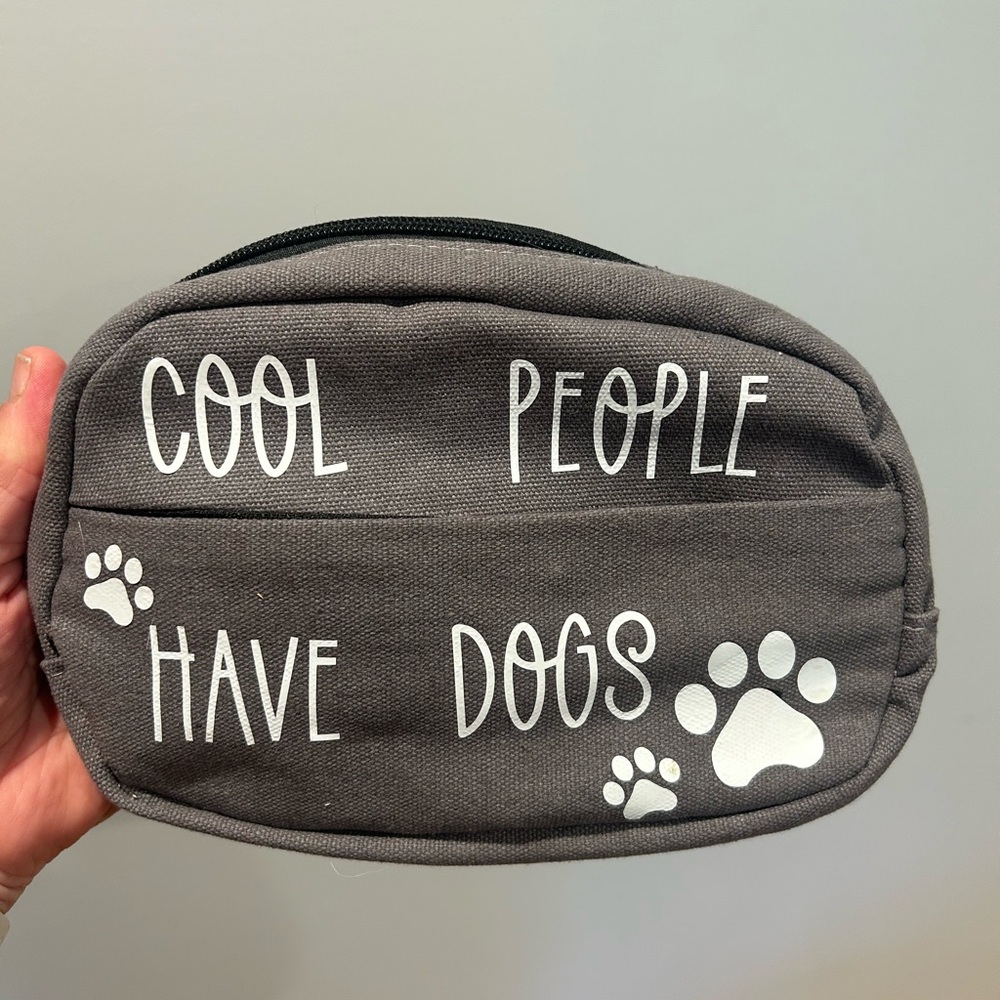 Gray and White Dog Travel Pouch